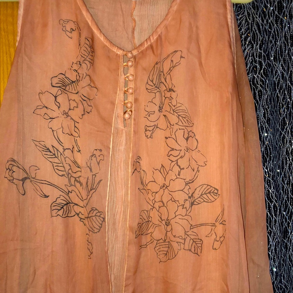 Peachie chiffon over crepe over design loop buttons